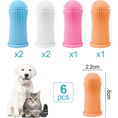 6 brosses à dents chien – 4 couleurs – Silicone souple 360° 6 brosses à dents chien – 4 couleurs – Silicone souple 360°