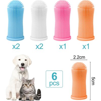 HausPets 6 cepillos dedo silicona 360° – 4 colores
