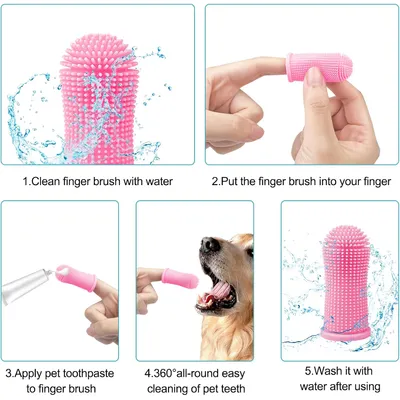 6 brosses à dents chien – 4 couleurs – Silicone souple 360° 6 brosses à dents chien – 4 couleurs – Silicone souple 360°