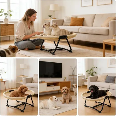 HausPets Erhöhtes Hundebett Hängematte 57x41x26cm khaki klappbar rutschfest HausPets Erhöhtes Hundebett Hängematte 57x41x26cm khaki klappbar rutschfest