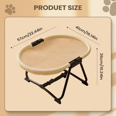 HausPets Lit surélevé chien hamac 57x41x26cm kaki pliable antidérapant