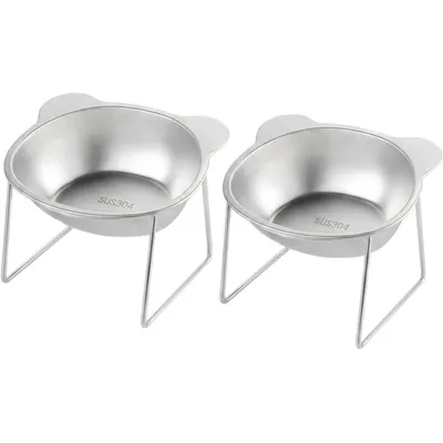 HausPets Comedero gato elevado acero 15° – 2 piezas