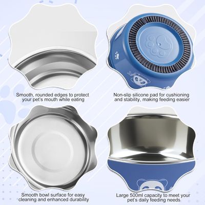Lot 4 gamelles chat inox 14 cm – Antidérapant – 4 couleurs