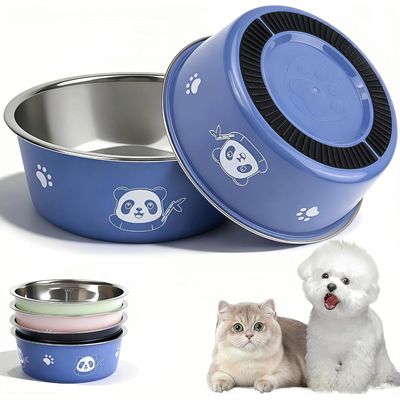Set mit 4 Edelstahl-Katzennäpfen, 14 cm – rutschfest – 4 Farben