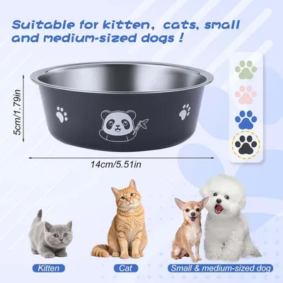 Set mit 4 Edelstahl-Katzennäpfen, 14 cm – rutschfest – 4 Farben