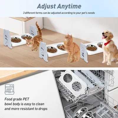 Gamelles surélevées réglables 3 2 gamelles inoxydable animaux compagnie, en Gamelles surélevées réglables 3 2 gamelles inoxydable animaux compagnie, en