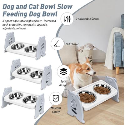 Gamelles surélevées réglables 3 2 gamelles inoxydable animaux compagnie, en