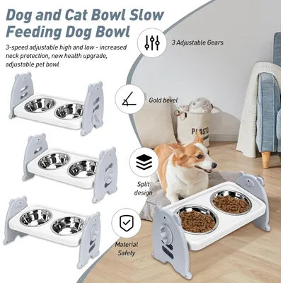 Gamelles surélevées réglables 3 2 gamelles inoxydable animaux compagnie, en Gamelles surélevées réglables 3 2 gamelles inoxydable animaux compagnie, en