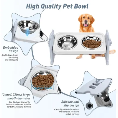 Gamelles surélevées réglables 3 2 gamelles inoxydable animaux compagnie, en Gamelles surélevées réglables 3 2 gamelles inoxydable animaux compagnie, en