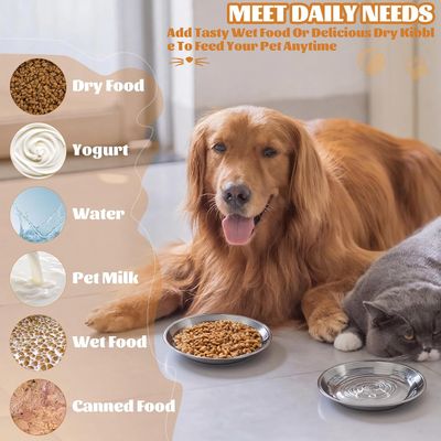 Set mit 6 Edelstahlnäpfen,flache Näpfe,leicht zu für kleine Katzen