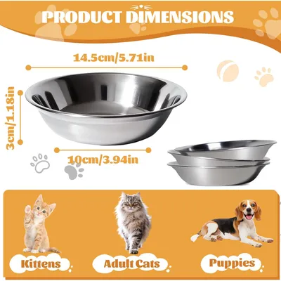 Lot 6 Gamelles Inoxydable, Gamelle Gamelle Plate, Facile Passe Chats Petits Lot 6 Gamelles Inoxydable, Gamelle Gamelle Plate, Facile Passe Chats Petits