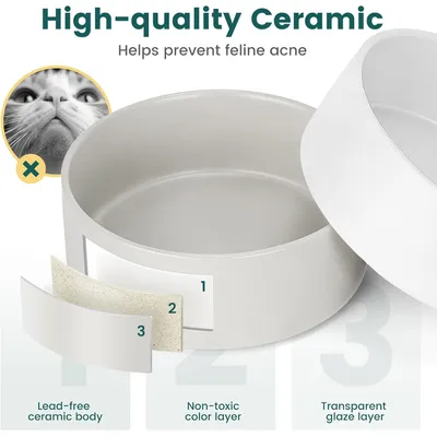 Gamelle Céramique Surélevée Double 2x400ml, Bol Support Métal Chat Gamelle Céramique Surélevée Double 2x400ml, Bol Support Métal Chat