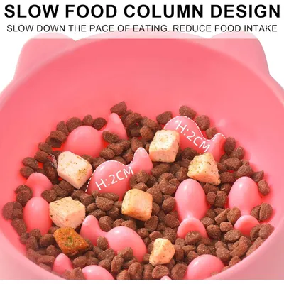 2 erhöhte Fressnäpfe mit Labyrinth-Design – Rosa/Grün