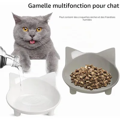 Lot 3 gamelles chat antidérapantes – Gris/blanc/jaune