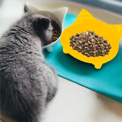 Lot 3 gamelles chat antidérapantes – Gris/blanc/jaune