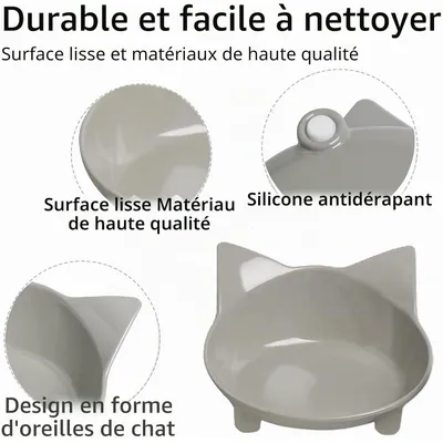 Lot 3 gamelles chat antidérapantes – Gris/blanc/jaune
