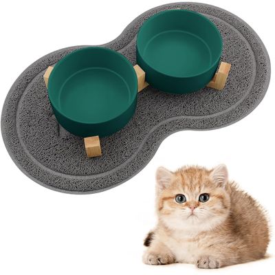 Gamelle Surélevée Support, 400ML Gamelle Tapis Design Double Bols, Idéal