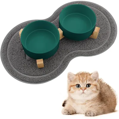 Gamelle Surélevée Support, 400ML Gamelle Tapis Design Double Bols, Idéal Gamelle Surélevée Support, 400ML Gamelle Tapis Design Double Bols, Idéal