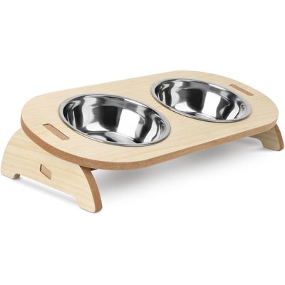 OWill Gamelles surélevées gamelles surélevées 15° support incliné, 2 bois