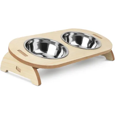 OWill Gamelles surélevées gamelles surélevées 15° support incliné, 2 bois