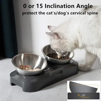 Gamelle Surélevé Inoxydable, 400ml x2 Bol Double d'alimentation, sans Chien Gamelle Surélevé Inoxydable, 400ml x2 Bol Double d'alimentation, sans Chien