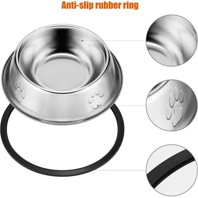 4-teiliges Edelstahl-Katzennapf-Set + Spielzeug – Futter- und Wassernäpfe