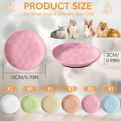 HausPets 6 cuencos de cerámica para gatos de 15x3 cm – Base antideslizante