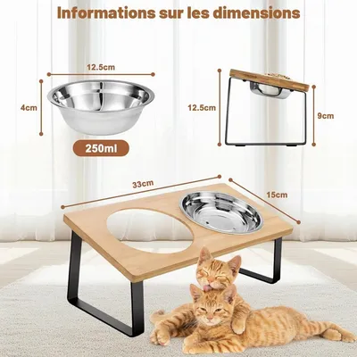 HausPets Comederos elevados gatos, inclinados 15°, acero inoxidable HausPets Comederos elevados gatos, inclinados 15°, acero inoxidable