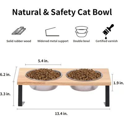 Gamelles surélevées Chats, incliné 15° Inoxydable, Support Bol en