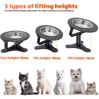 HausPets Comedero gato elevado 15° 3 alturas – Negro