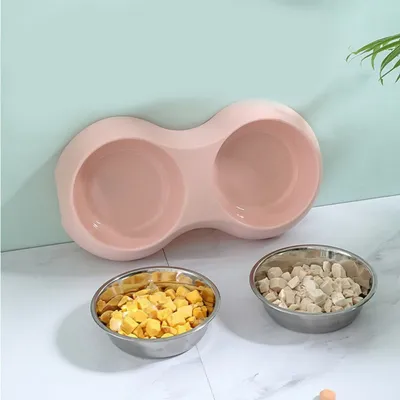 Gamelle Gris, Gamelle 2 Bols Inoxydable Bols Antidérapants, Bowl Mangeoirs Gamelle Gris, Gamelle 2 Bols Inoxydable Bols Antidérapants, Bowl Mangeoirs