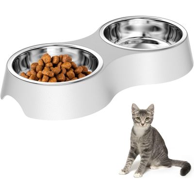 Gamelle Gris, Gamelle 2 Bols Inoxydable Bols Antidérapants, Bowl Mangeoirs