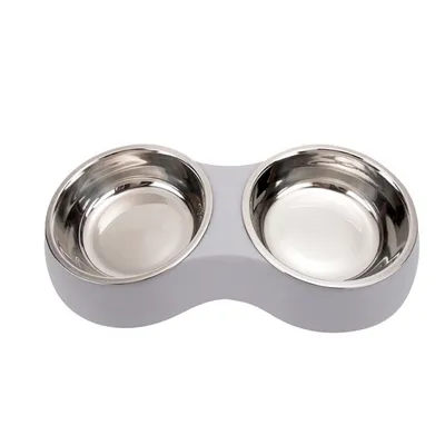 Gamelle Gris, Gamelle 2 Bols Inoxydable Bols Antidérapants, Bowl Mangeoirs Gamelle Gris, Gamelle 2 Bols Inoxydable Bols Antidérapants, Bowl Mangeoirs