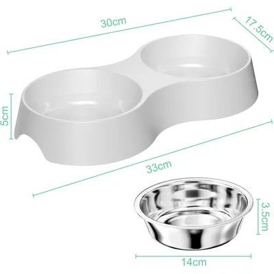 Gamelle Gris, Gamelle 2 Bols Inoxydable Bols Antidérapants, Bowl Mangeoirs Gamelle Gris, Gamelle 2 Bols Inoxydable Bols Antidérapants, Bowl Mangeoirs