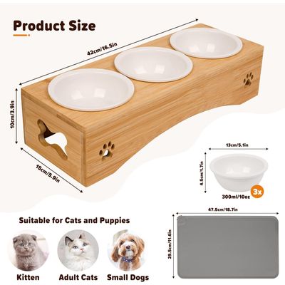 Lot 3 gamelles surélevées support gamelle silicone, gamelle céramique, chat