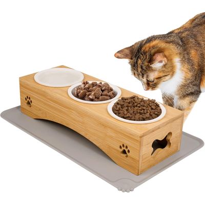 Lot 3 gamelles surélevées support gamelle silicone, gamelle céramique, chat