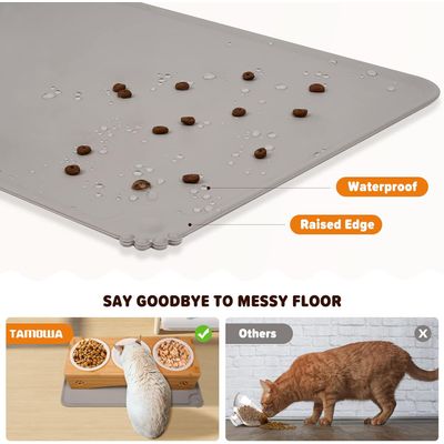 HausPets Juego 3 comederos elevados gatos soporte silicona, cuenco cerámica