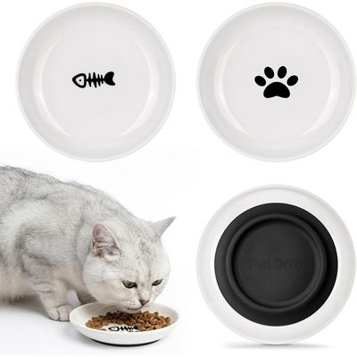 3er-Set Keramik-Katzennäpfe – rutschfest – spülmaschinenfest
