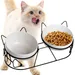Set mit 3 erhöhten Keramiknäpfen für Katzen – Keramik – 15° Neigung