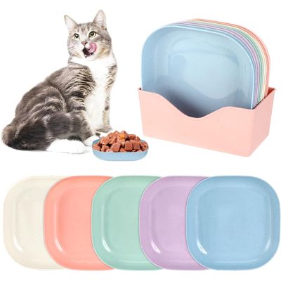 Zikenis Lot 10 gamelles plates Multicolore Assiettes rondes chatons chats