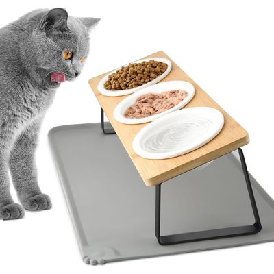 Gamelle Petits Chiens Surélevée, 3 Bols Ceramique Support 15° mit