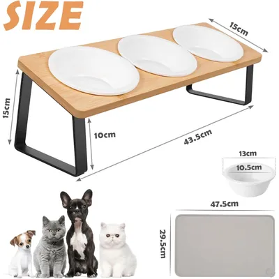 Gamelle Petits Chiens Surélevée, 3 Bols Ceramique Support 15° mit Gamelle Petits Chiens Surélevée, 3 Bols Ceramique Support 15° mit