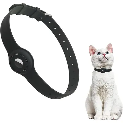 Collier chat anti-étranglement Airtag - Silicone, code noir
