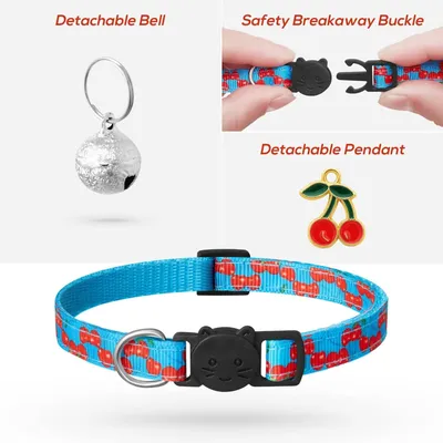 7er-Pack Katzenhalsband mit Früchten & Glocke - Sicherheit