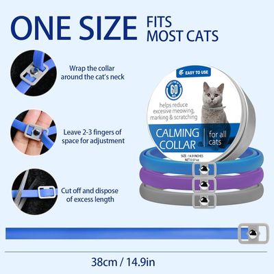 HausPets Collar calmante feromonas gatos - 3 unidades, ajustable 38 cm
