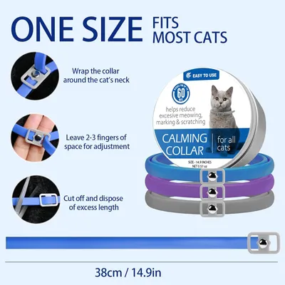 Collier apaisant phéromones chat - 3 pcs, réglable 38 cm, violet Collier apaisant phéromones chat - 3 pcs, réglable 38 cm, violet