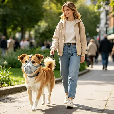 HausPets Atmungsaktive Verstellbare Maulkorb aus Netz für Hunde & Katzen