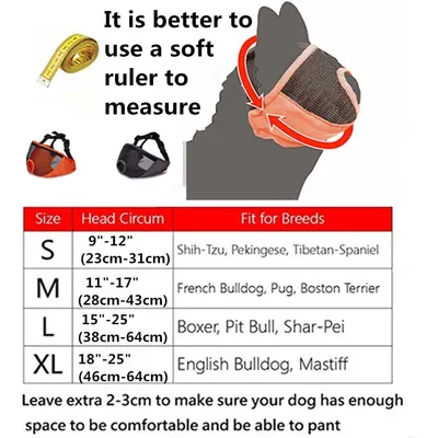 Mesh-Maulkorb 28-43 cm - für Bulldogge, Anti-Beißen M