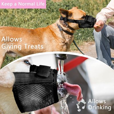 HausPets Bozal transpirable de nailon para perros, negro, talla L
