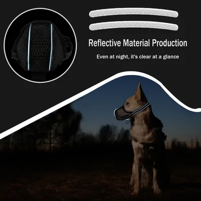 Reflektierender Anti-Fress-Maulkorb - M, schwarz